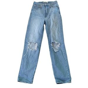 Madewell Jeans Women Perfect Vintage Straight High Rise Denim‎ Distressed 24x28